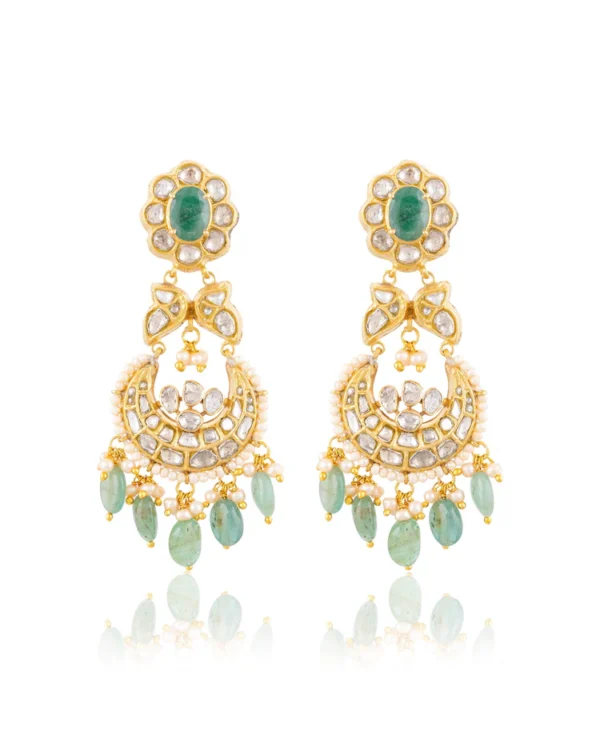 Aarini Necklace And Ekisha Chandbalis Polki Set - Image 2