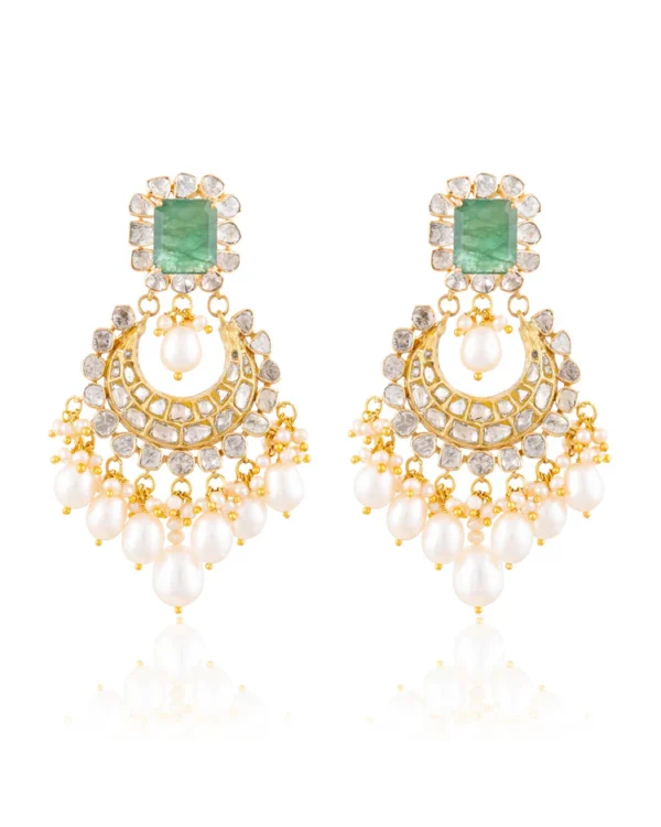 Mitra Necklace And Maitri Chandbalis Polki Set - Image 2