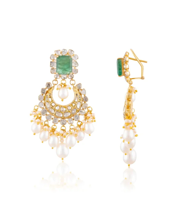 Mitra Necklace And Maitri Chandbalis Polki Set - Image 3