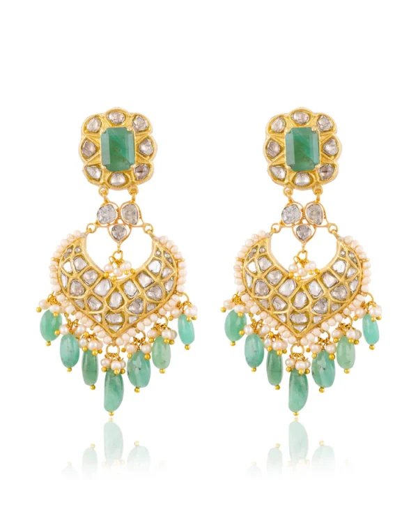 Kiran Necklace And Kavya Chandbalis Polki Set - Image 2