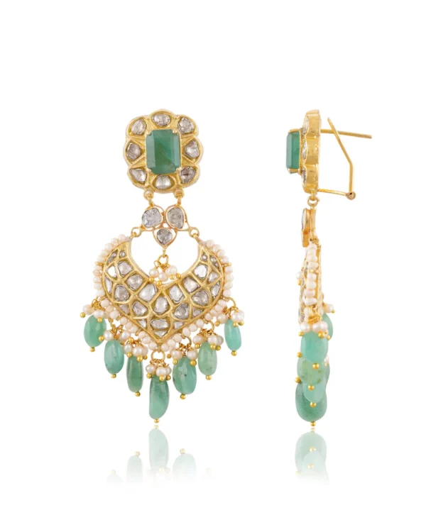 Kiran Necklace And Kavya Chandbalis Polki Set - Image 3