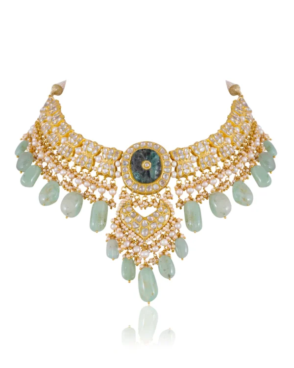 Shehnaz Necklace and Sonam Chandbalis Polki Set - Image 6