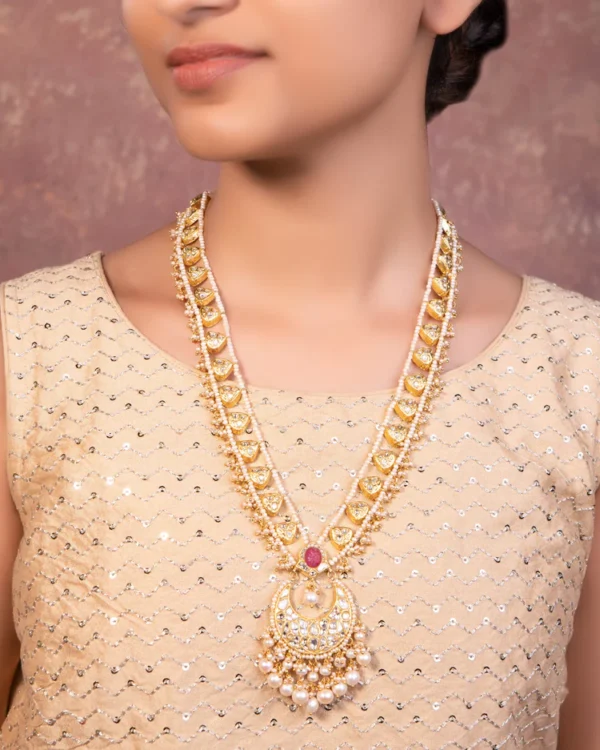 Rasika Long Necklace And Carol Tops Polki Set - Image 3