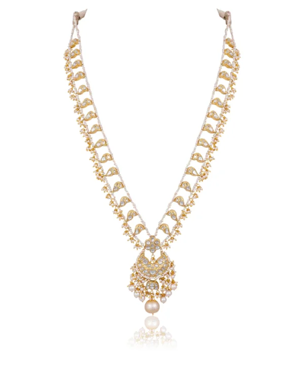 Bhavika Long Necklace And Nasya Tops Polki Set - Image 8