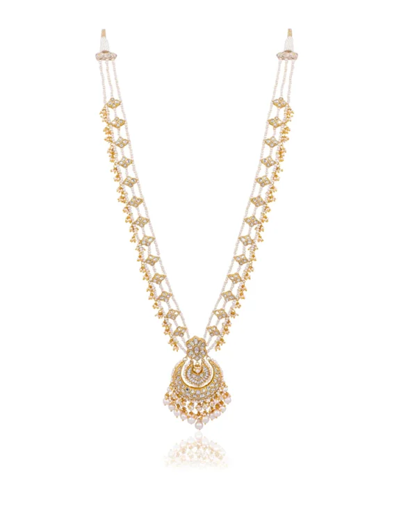 Kaisha Long Necklace And Fahima Tops Polki Set - Image 7