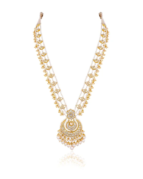 Kaisha Long Necklace And Fahima Tops Polki Set - Image 2