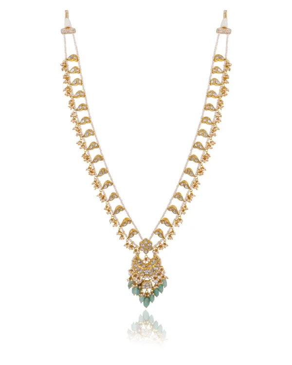 Vishruti Long Necklace And Krunali Tops Polki Set - Image 8