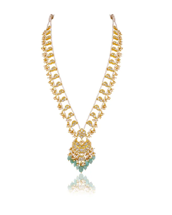 Vishruti Long Necklace And Krunali Tops Polki Set - Image 2