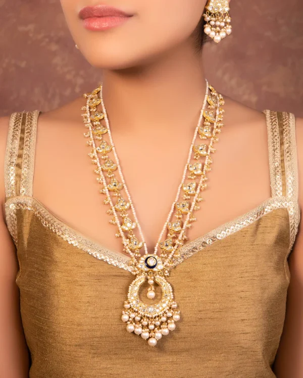 Weronika Long Necklace And Rekha Tops Polki Set - Image 4