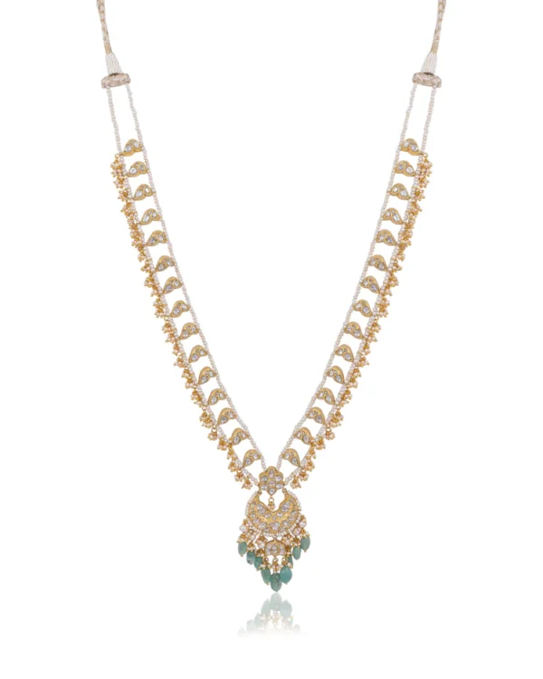 Aastha Long Necklace And Shanita Tops Polki Set - Image 8