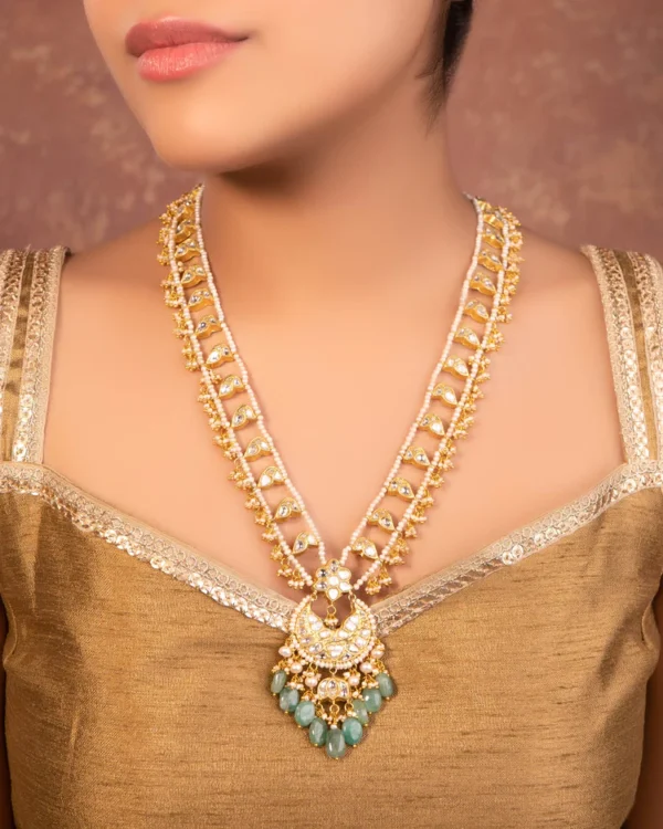 Aastha Long Necklace And Shanita Tops Polki Set - Image 3