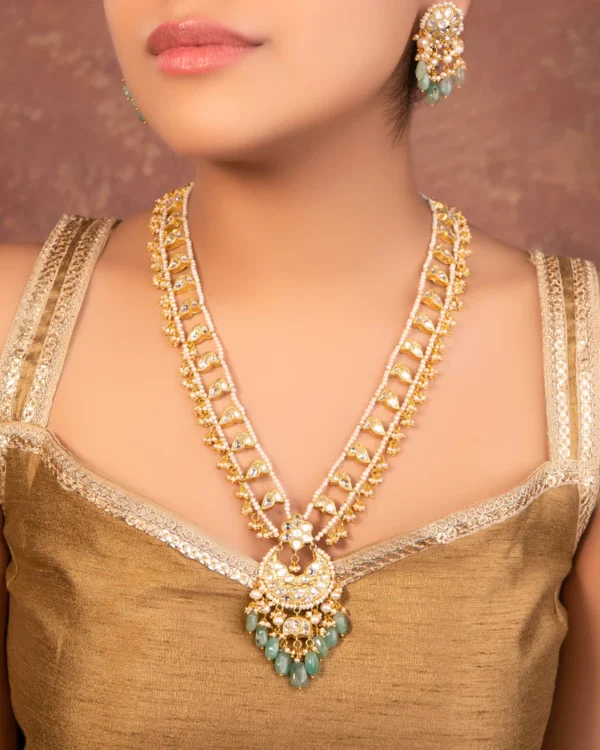 Aastha Long Necklace And Shanita Tops Polki Set - Image 4