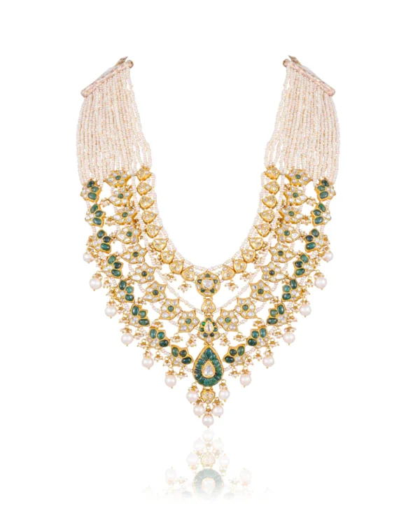 Samrudhi Long Necklace And Rucheeka Long Earrings Polki Set - Image 5