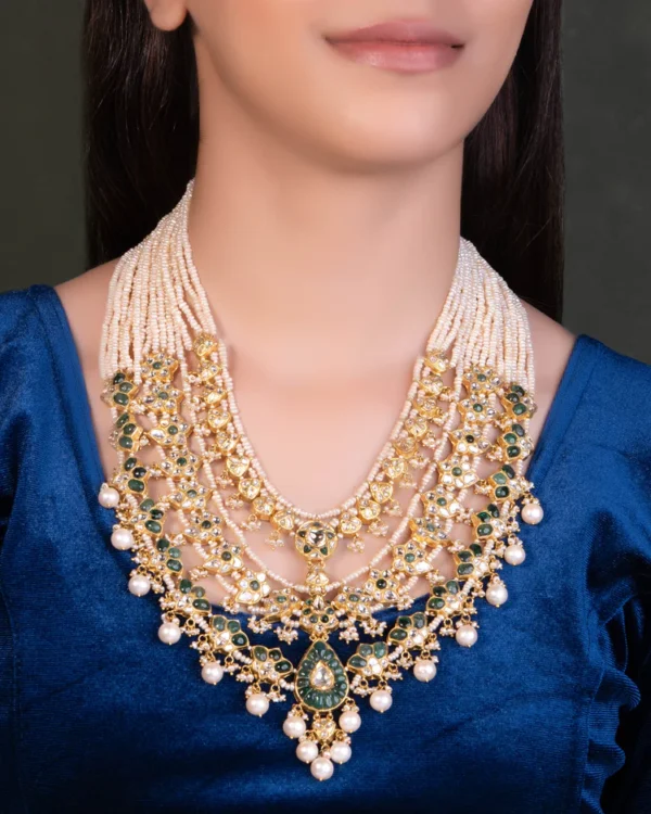 Samrudhi Long Necklace And Rucheeka Long Earrings Polki Set - Image 6
