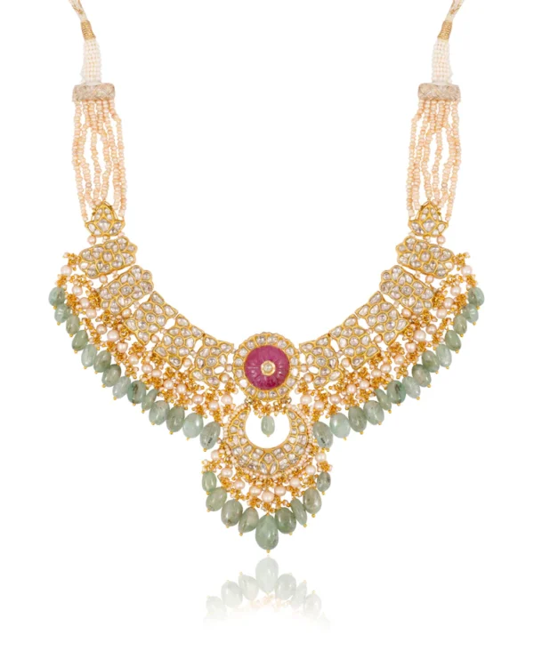 Jyoti Necklace And Amishi Chandbalis Polki Set - Image 4