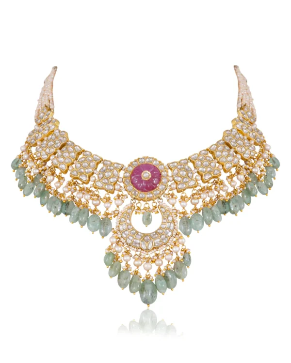 Jyoti Necklace And Amishi Chandbalis Polki Set - Image 5