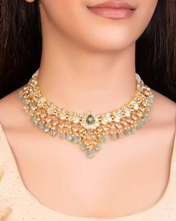 Khushi Necklace And Aayushi Tops Polki Set