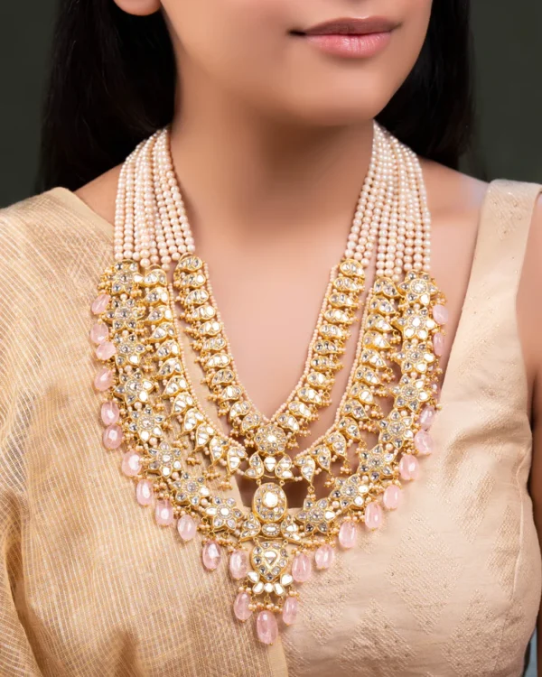 Somiya Long Necklace And Teena Chandbalis Polki Set - Image 6