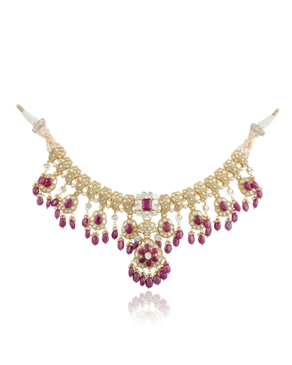 Laxshi Necklace And Lakshita Chandbalis Polki Set - Image 3