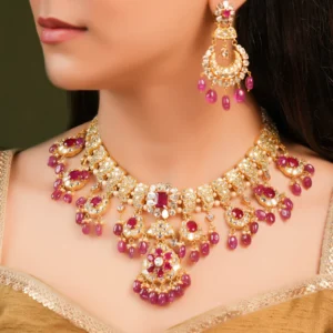 Laxshi Necklace And Lakshita Chandbalis Polki Set