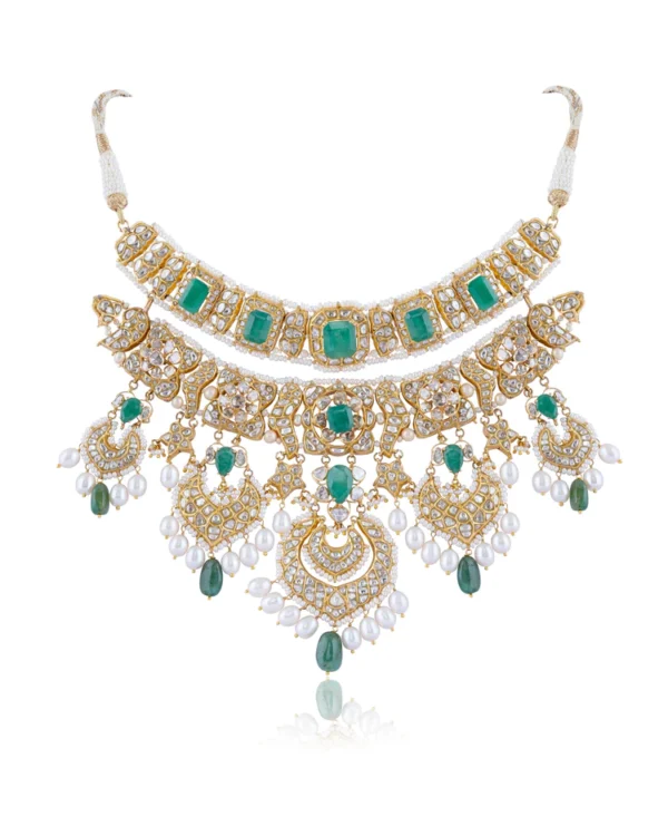 Grisha Necklace And Aanya Chandbalis Polki Set - Image 3