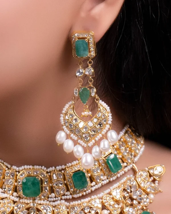 Grisha Necklace And Aanya Chandbalis Polki Set - Image 6