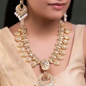 Shaheen Long Necklace And Ishika Chandbalis Polki Set