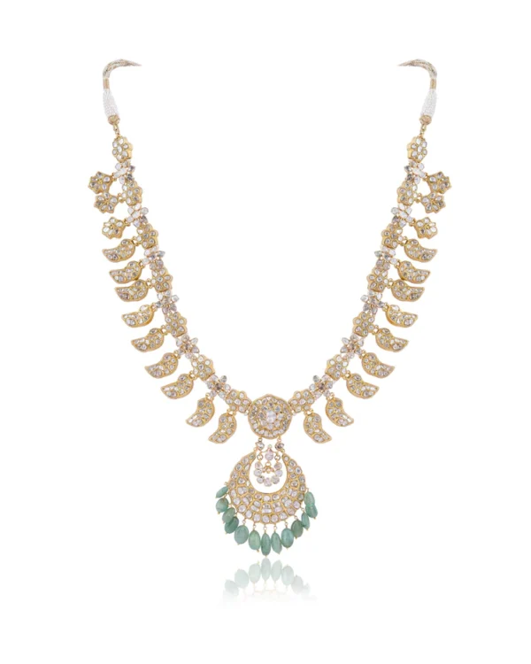 Reyanshi Long Necklace And Kiara Chandbalis Polki Set - Image 3