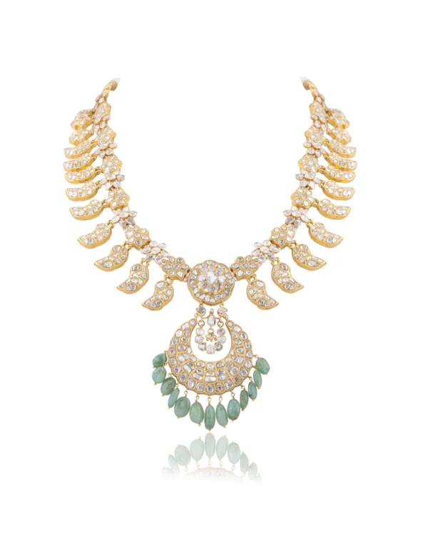 Reyanshi Long Necklace And Kiara Chandbalis Polki Set - Image 4