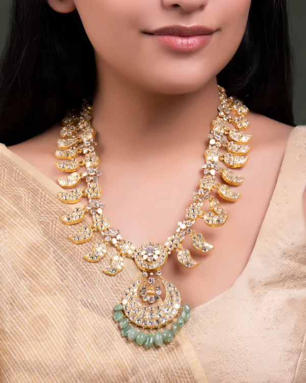 Reyanshi Long Necklace And Kiara Chandbalis Polki Set - Image 5