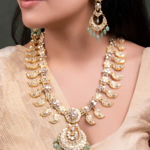 Reyanshi Long Necklace And Kiara Chandbalis Polki Set