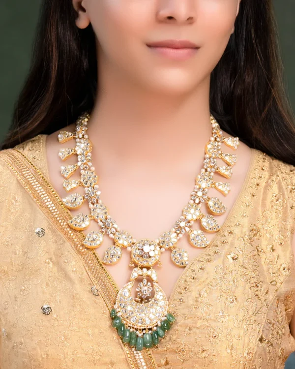 Somna Necklace And Diya Chandbalis Polki Set - Image 6