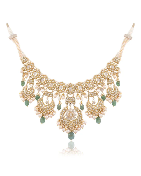 Inaya Necklace And Mahika Chandbalis Polki And Diamond Set - Image 5