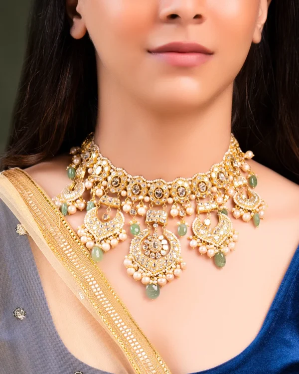 Inaya Necklace And Mahika Chandbalis Polki And Diamond Set - Image 7