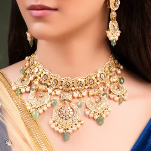 Inaya Necklace And Mahika Chandbalis Polki And Diamond Set