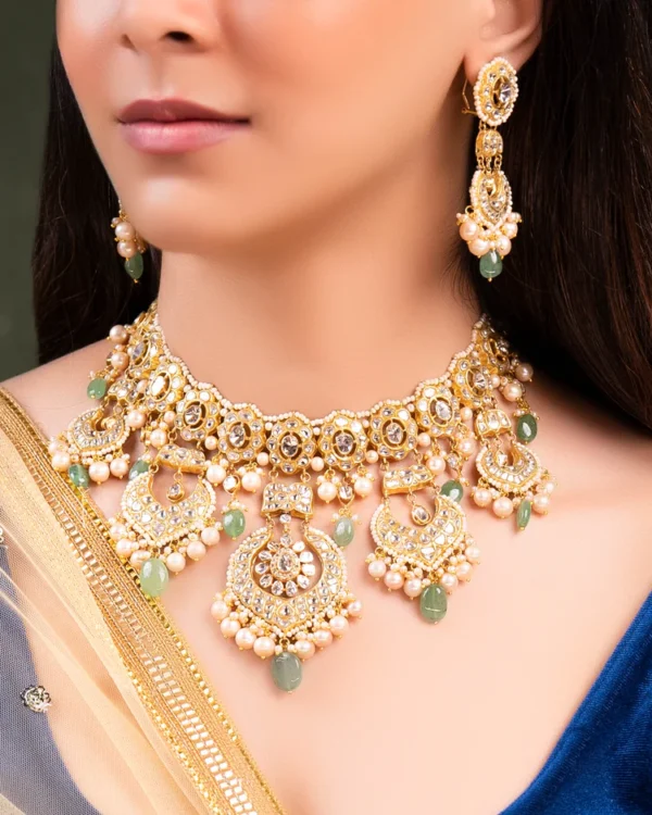Inaya Necklace And Mahika Chandbalis Polki And Diamond Set