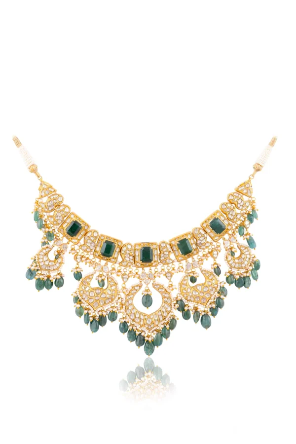 Tanvi Necklace And Eesha Chandbalis Polki Set - Image 4