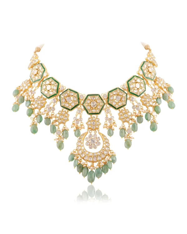 Menal Necklace And Sargun Chandbalis Polki Set - Image 6