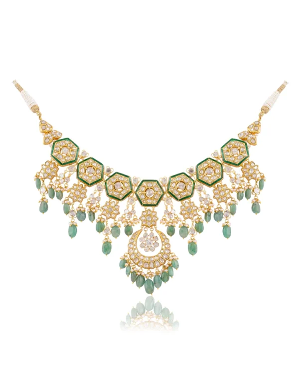 Menal Necklace And Sargun Chandbalis Polki Set - Image 5