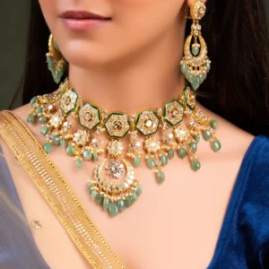 Menal Necklace And Sargun Chandbalis Polki Set