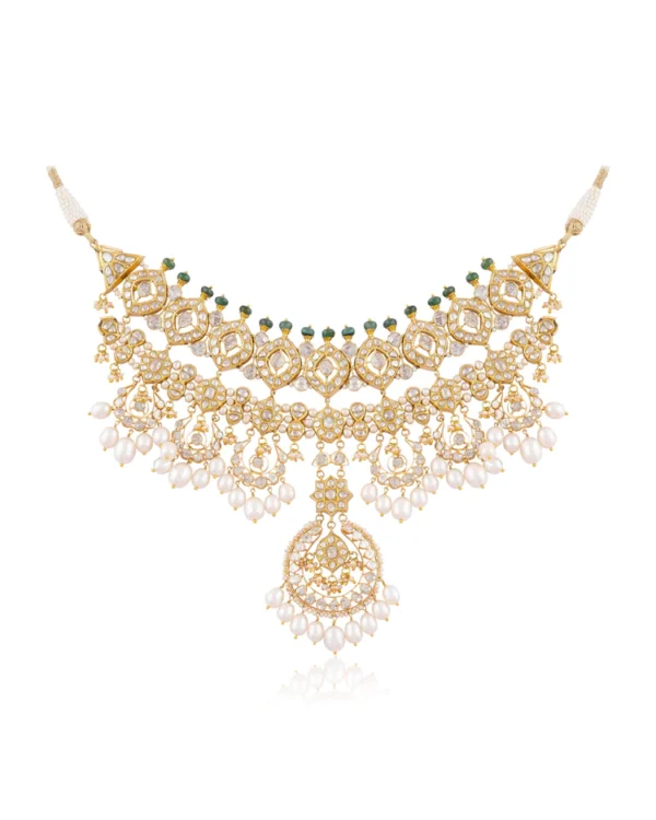 Anaita Necklace And Sakshi Chandbalis Polki Set - Image 4
