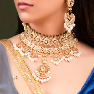 Anaita Necklace And Sakshi Chandbalis Polki Set