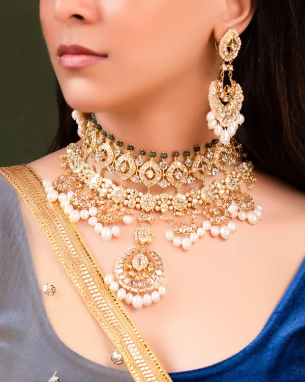 Anaita Necklace And Sakshi Chandbalis Polki Set