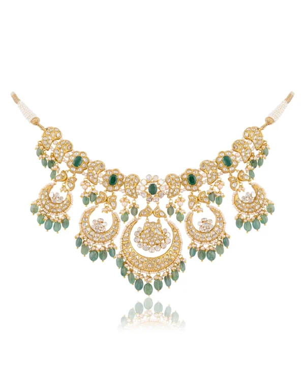 Aarini Necklace And Ekisha Chandbalis Polki Set - Image 5
