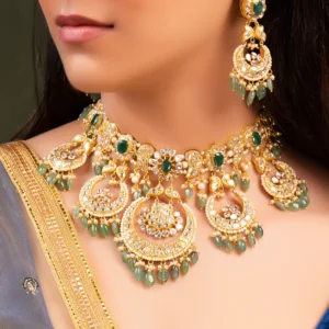 Aarini Necklace And Ekisha Chandbalis Polki Set