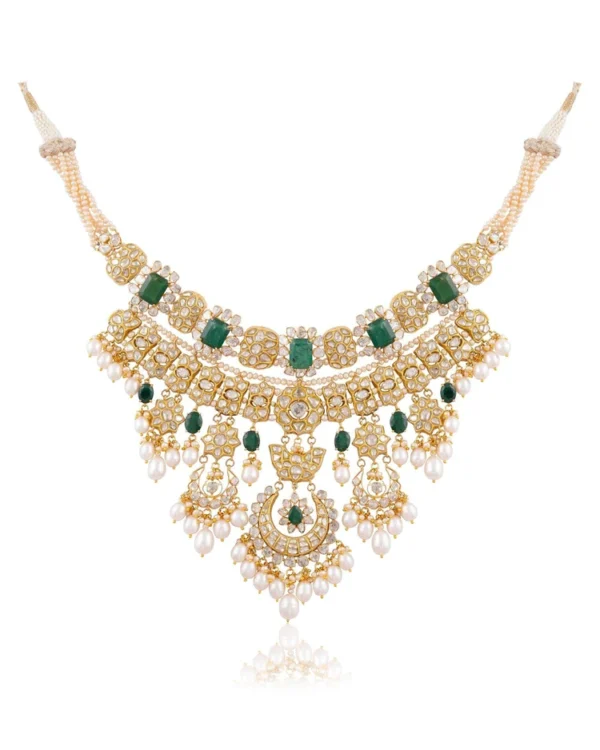 Mitra Necklace And Maitri Chandbalis Polki Set - Image 5
