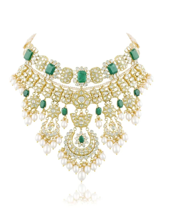 Mitra Necklace And Maitri Chandbalis Polki Set - Image 6