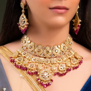 Dhvani Necklace And Sanchi Long Earrings Polki Set