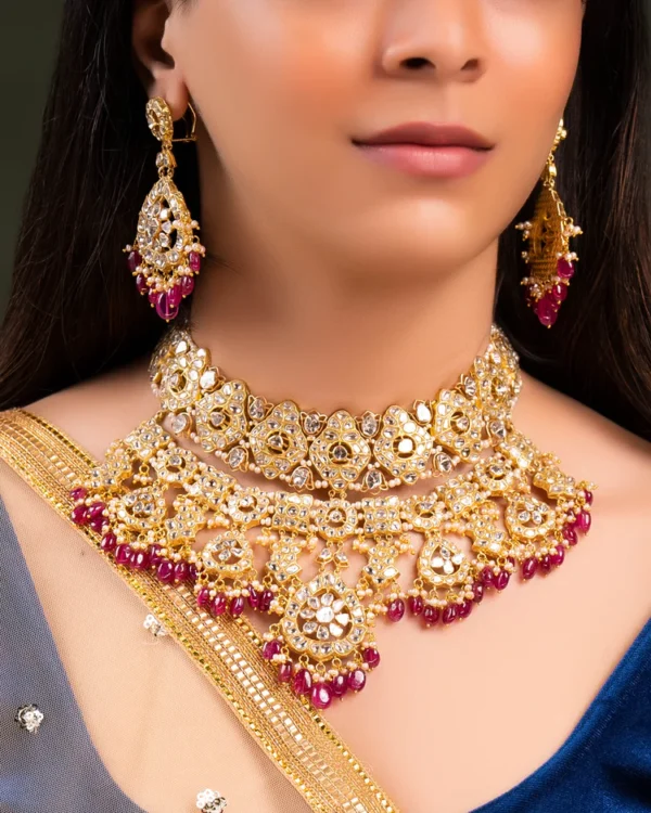 Dhvani Necklace And Sanchi Long Earrings Polki Set
