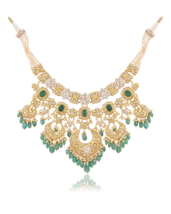 Kiran Necklace And Kavya Chandbalis Polki Set - Image 5
